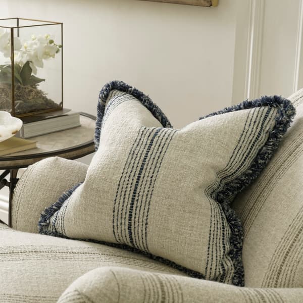 Navy And Cream Cushions Luxury Coastal Linen Octopus Cushion Cover
