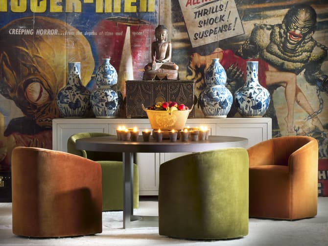 Alto Tub Dining Chair in Olive Green Velvet Andrew Martin