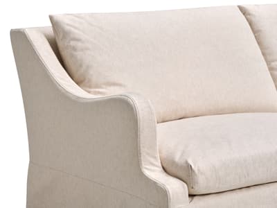 Relaxed slipcover sofa in cream basket weave