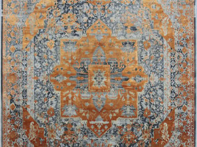 persian rug in gold and grey
