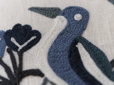 Poetic woodland embroidery cushion