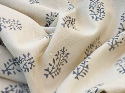 Blue botanical motif on ivory