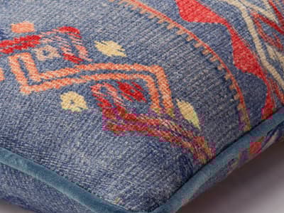 Cushion with intricate print in denim
