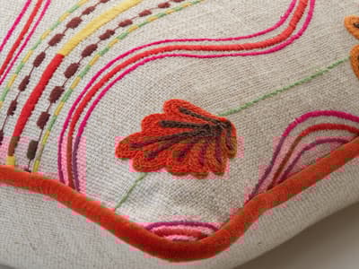Embroidered leaves in multi