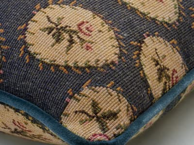 Floral cushion in deep blue