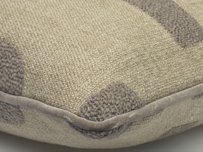 Cushion with geometric design, woven in smoky grey