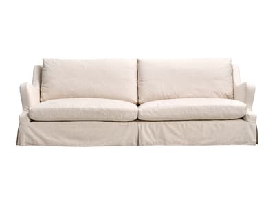 Relaxed slipcover sofa in cream basket weave