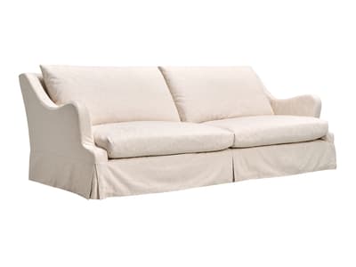 Relaxed slipcover sofa in cream basket weave