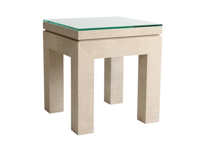 glass topped side table