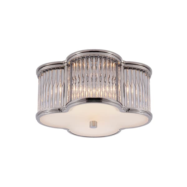 Basil Flush Nickel, Ceiling Light, Small, Polished Nickel & Glass - Andrew Martin thumbnail