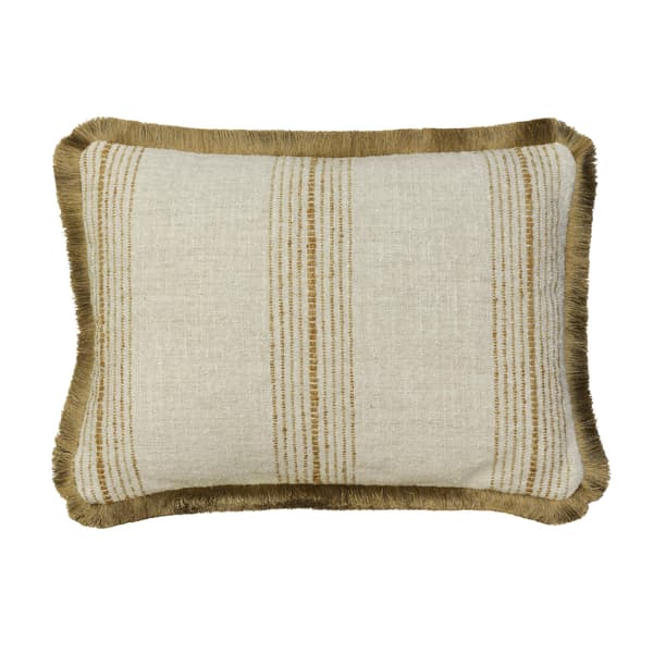 Atrani Stripe Ochre, Sustainable Feather, Cushion - Andrew Martin Sophie Paterson With Trim/Fringe & Linen & Linen Blend & Viscose Blend thumbnail