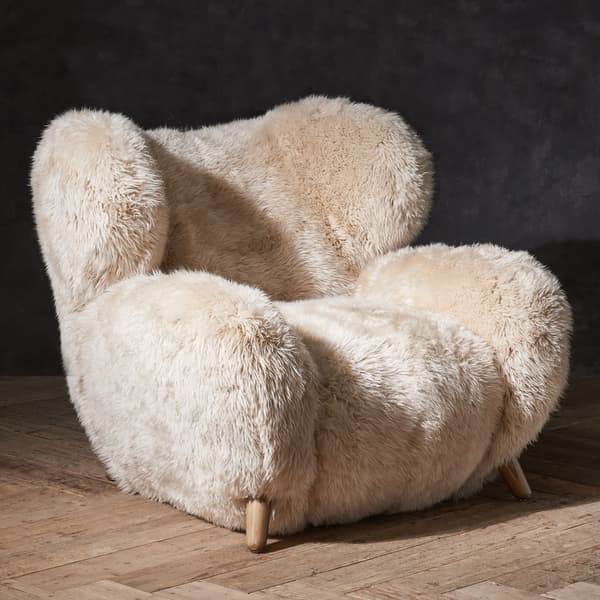 Manx Chair Yeti Beige, Armchair - Andrew Martin Timothy Oulton Cowhide & Sheepskin thumbnail