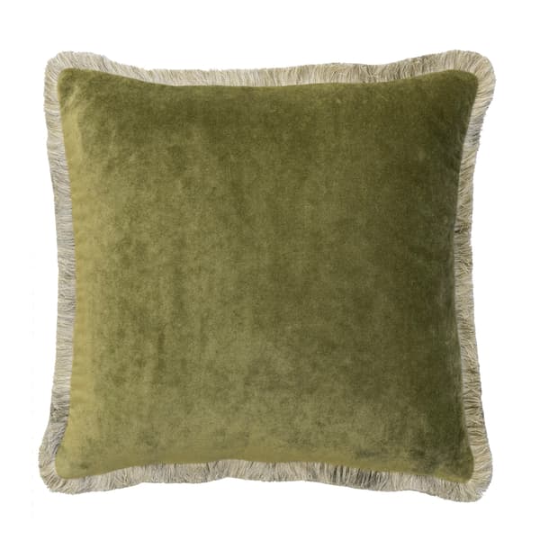 Venetia Olive, Sustainable Feather, Cushion - Andrew Martin Sophie Paterson With Trim/Fringe & Velvet Plain & Plain Texture thumbnail