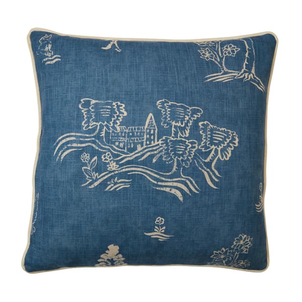 Friendly Folk Happy Blue, Sustainable Feather, Cushion, 55cm x 55cm - Andrew Martin Kit Kemp Eco-conscious & Linen Blend & Viscose Blend Animal & Flor thumbnail
