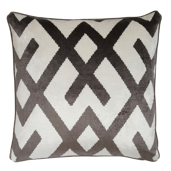 Fitzroy Grey, Sustainable Feather, Cushion, 55cm x 55cm - Andrew Martin Velvet Geometric thumbnail