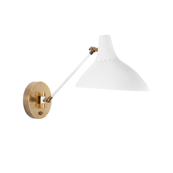 Charlton Wall Light White, Wall Light, Antique Brass/White - Andrew Martin thumbnail