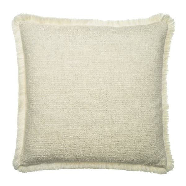 Wren Chalk, Sustainable Feather, Cushion, 55cm x 55cm - Andrew Martin Sophie Paterson With Trim/Fringe & Linen Blend & Viscose Blend & Wool Blend Plai thumbnail