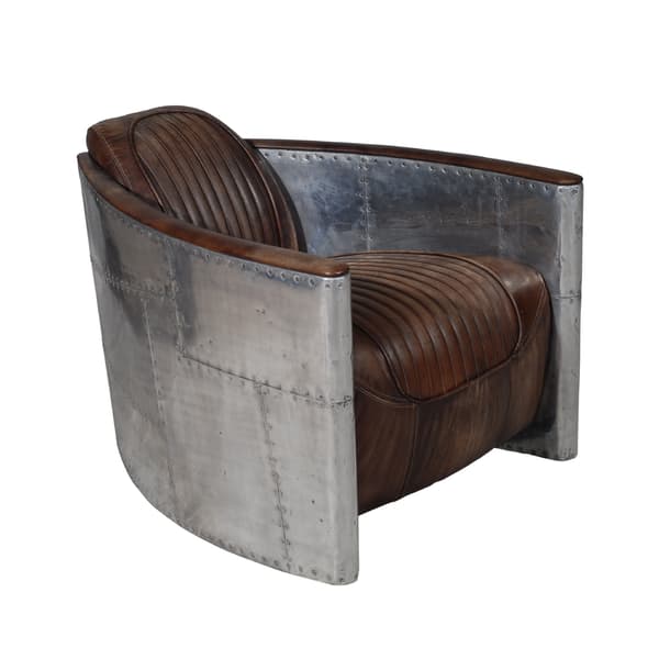 Aviator Tomcat Chair, Armchair, Brown/Silver - Andrew Martin Timothy Oulton Leather thumbnail