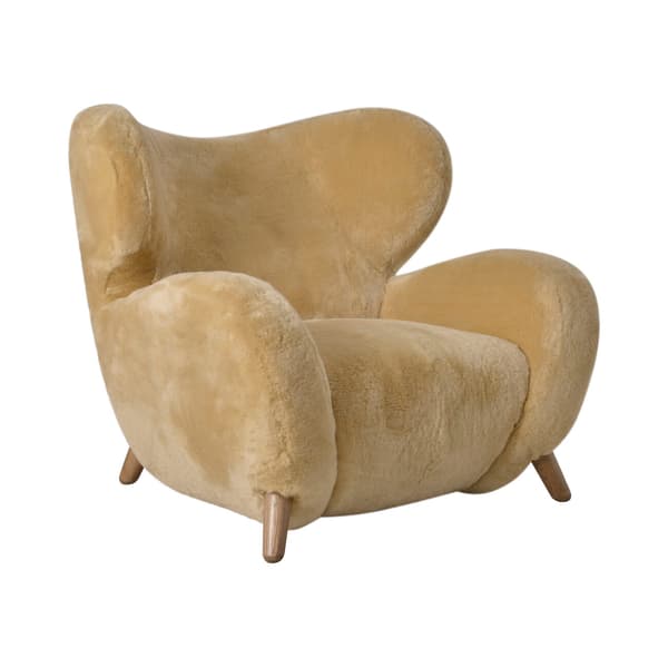 Manx Chair Baa Baa Sand, Armchair - Andrew Martin Timothy Oulton Cowhide & Sheepskin thumbnail