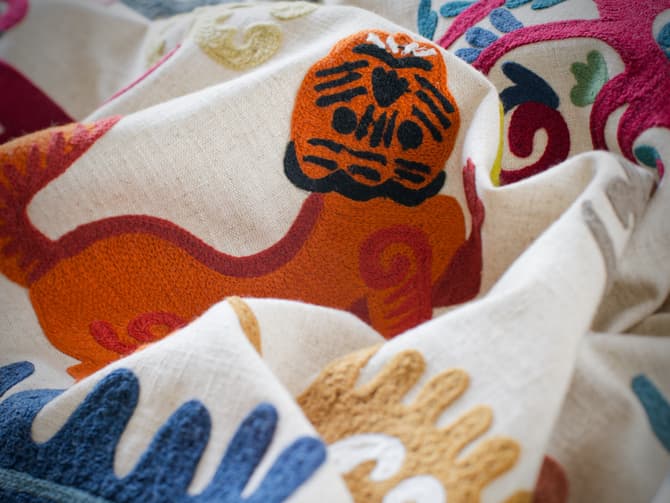 Vibrant Embroidery on Linen
