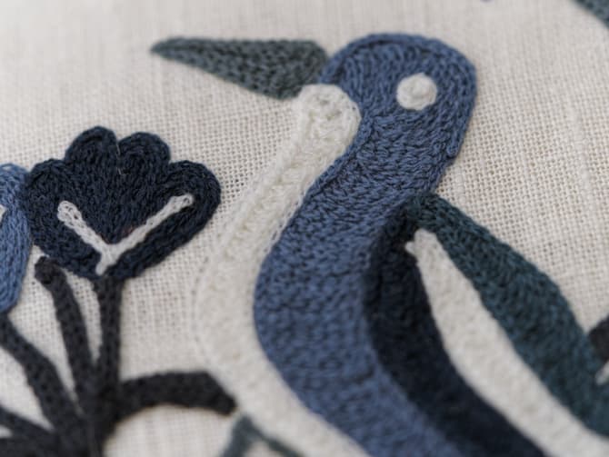 Poetic woodland embroidery cushion