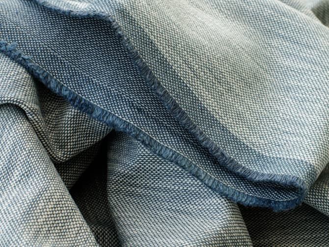 Inky blue plain linen