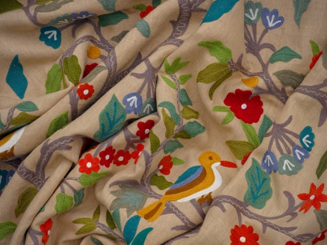 Vibrant woodland embroidery