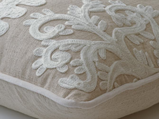 Calm stylised embroidery cushion