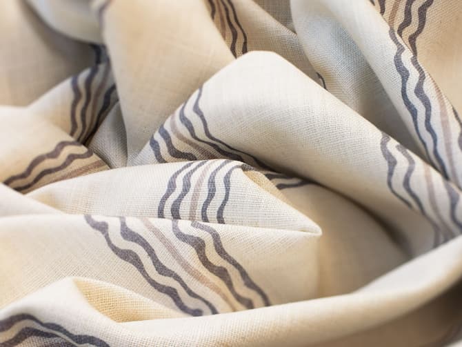 Striped linen-blend upholstery fabric