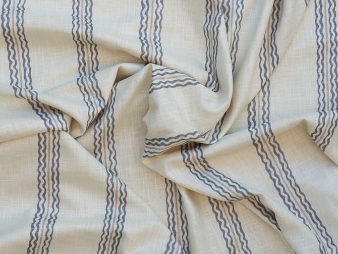 Striped linen-blend upholstery fabric