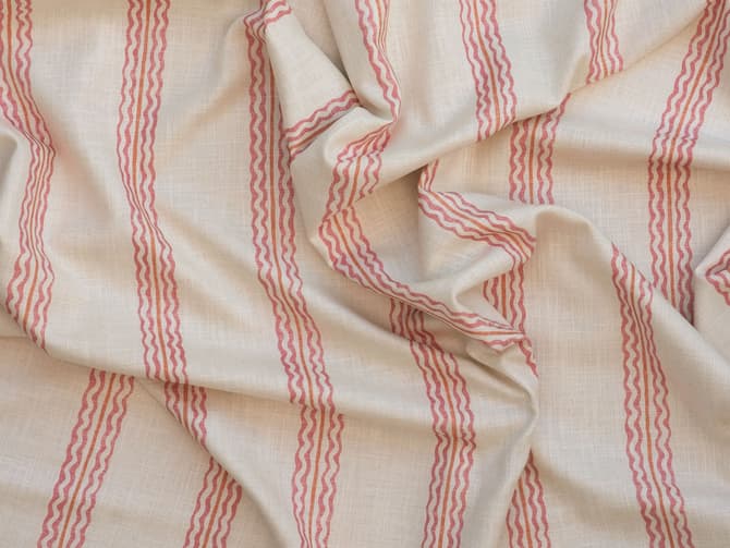 Vibrant striped linen-blend fabric