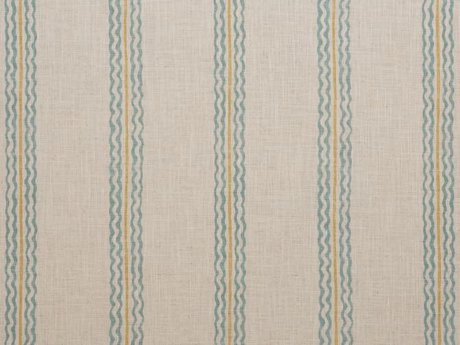 Aqua striped linen-blend fabric