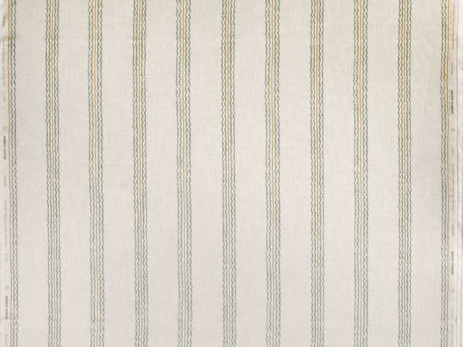 Aqua striped linen-blend fabric