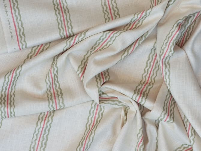 Green striped linen-blend fabric