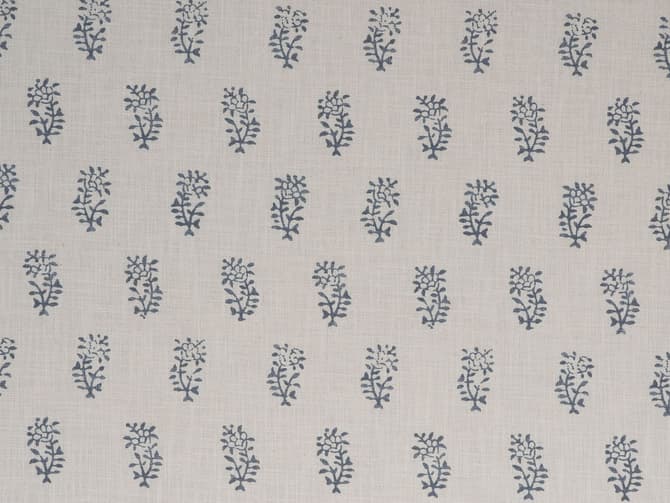 Blue botanical motif on ivory