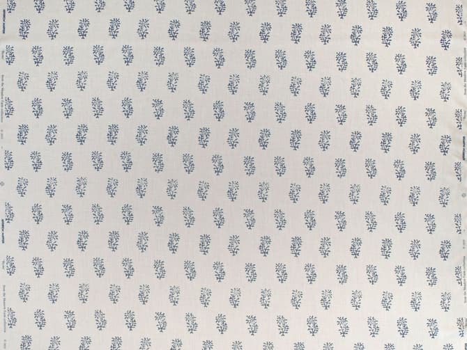 Blue botanical motif on ivory