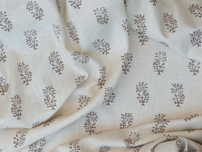 Brown botanical motif on beige