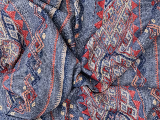 Intricate print in denim