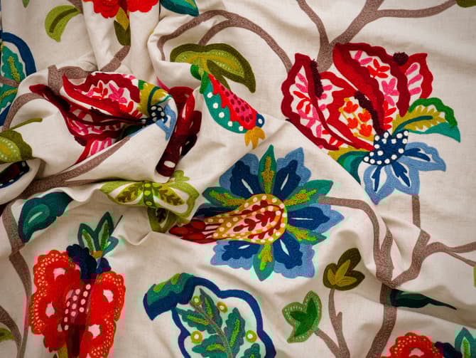 Vibrant tropical embroidery