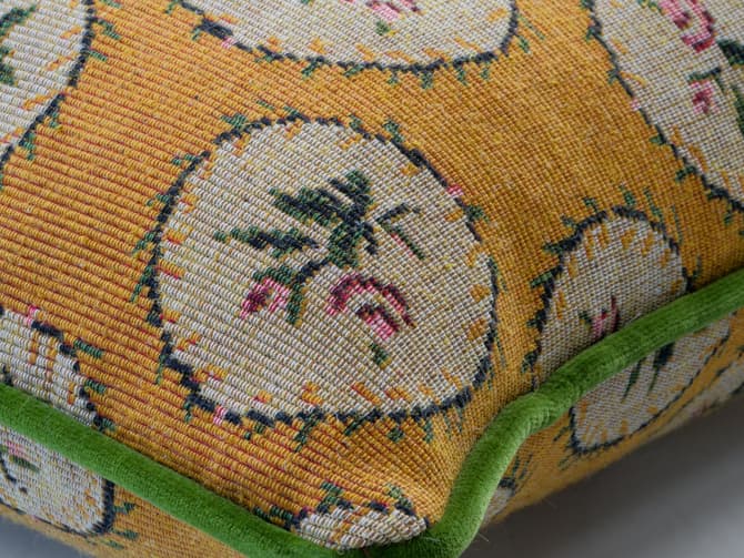 Floral cushion in yellow