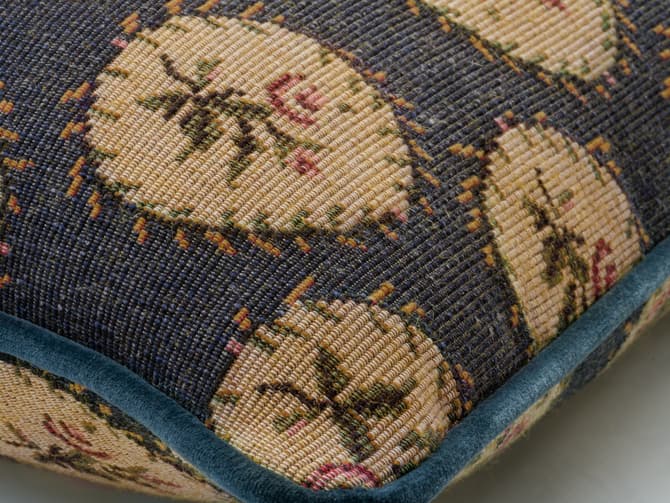 Floral cushion in deep blue