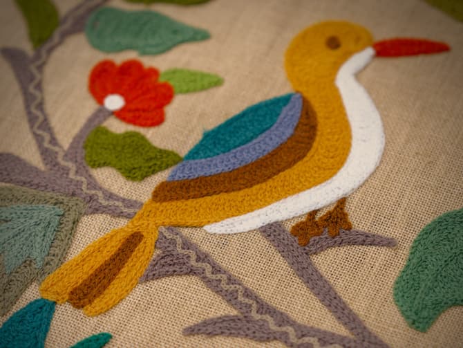 Vibrant woodland embroidery
