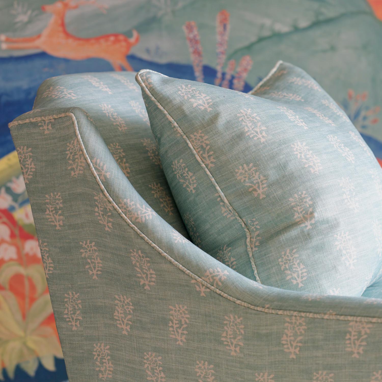 Thyme Brook Sustainable Feather Cushion 55cm X 55cm - Andrew Martin Linen Linen Blend Floral Small Prints