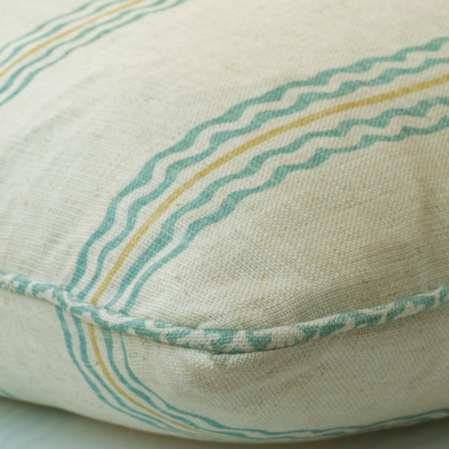 Rhubarb Brook Sustainable Feather Cushion 55cm X 55cm - Andrew Martin Linen Linen Blend Stripe
