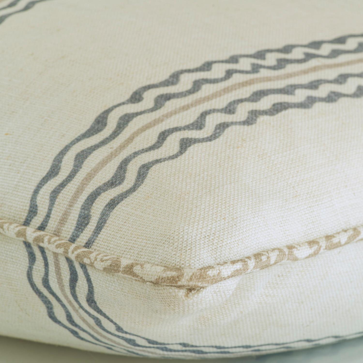 Rhubarb Cloud Sustainable Feather Cushion 55cm X 55cm Stone - Andrew Martin Linen Linen Blend Stripe