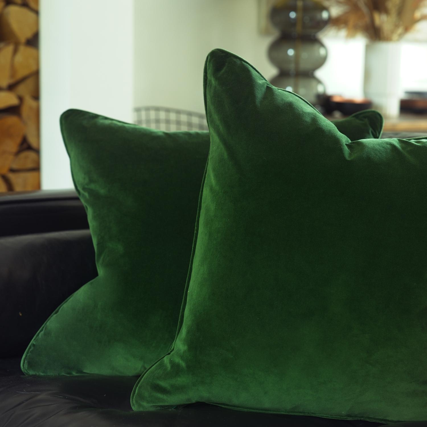 Medici Forest Sustainable Feather Cushion - Andrew Martin Eco-conscious Cotton Velvet Plain