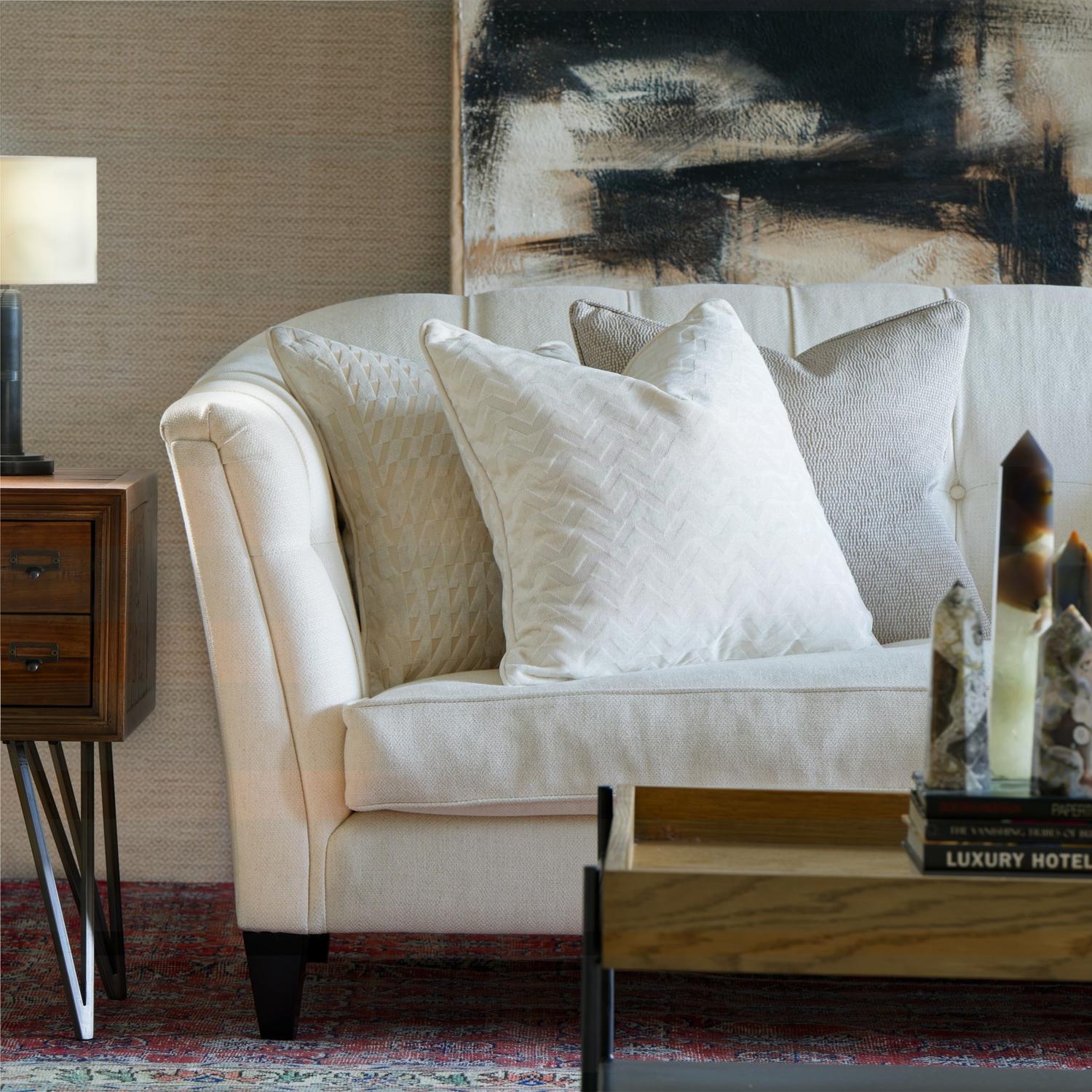 Park Ivory Sustainable Feather Cushion 55cm X 55cm - Andrew Martin Velvet Geometric