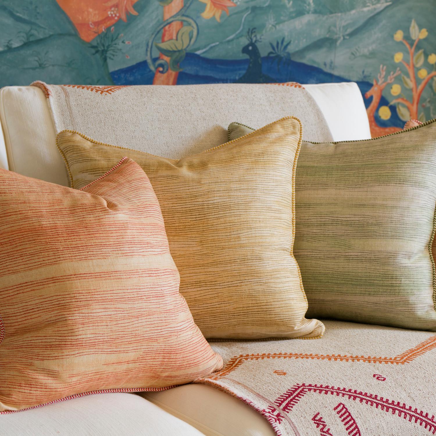 Puff Spring Sustainable Feather Cushion - Andrew Martin Kit Kemp Linen Linen Blend Stripe