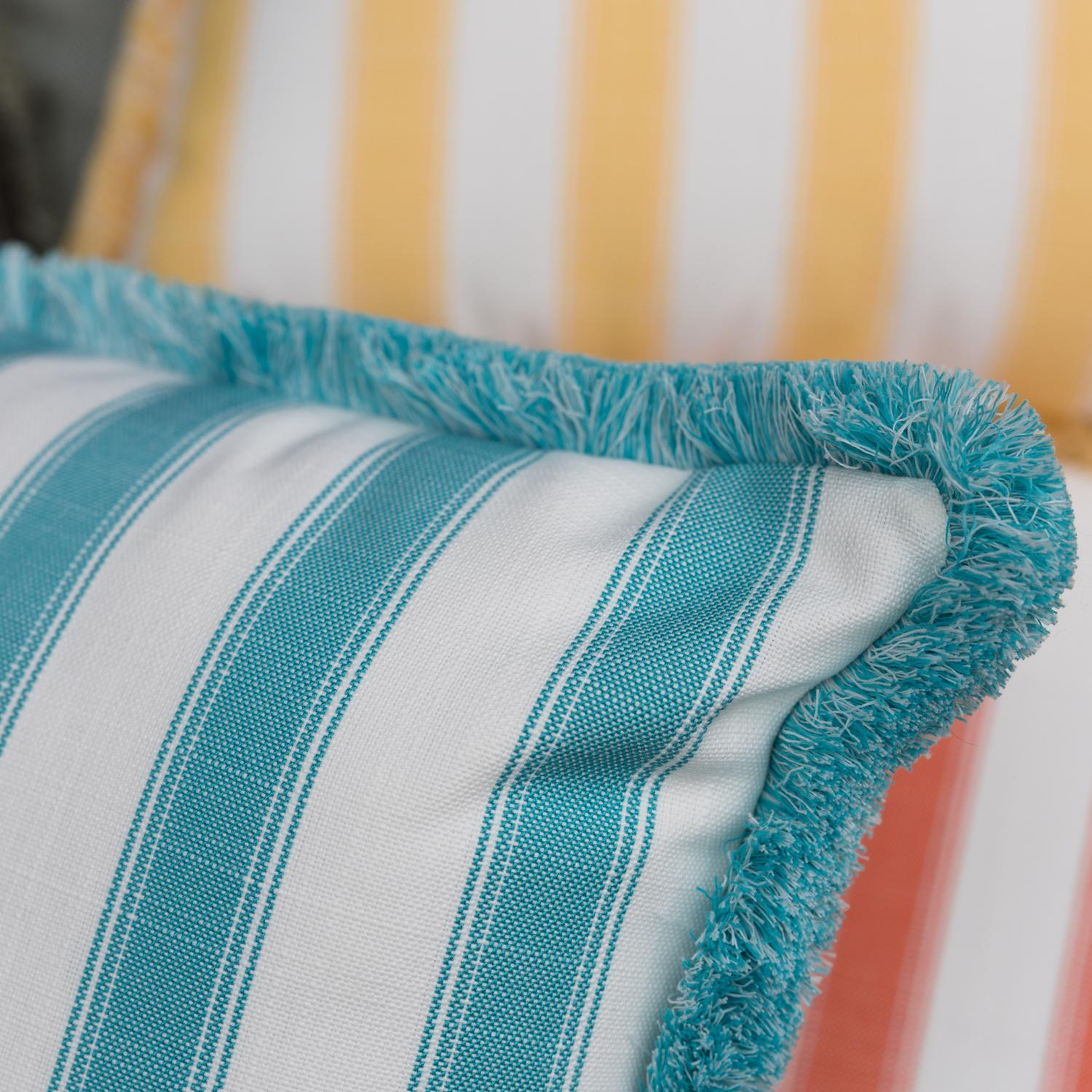 Tote Turquoise Hollowfibre Cushion 55cm X 55cm - Andrew Martin Sophie Paterson Stripe