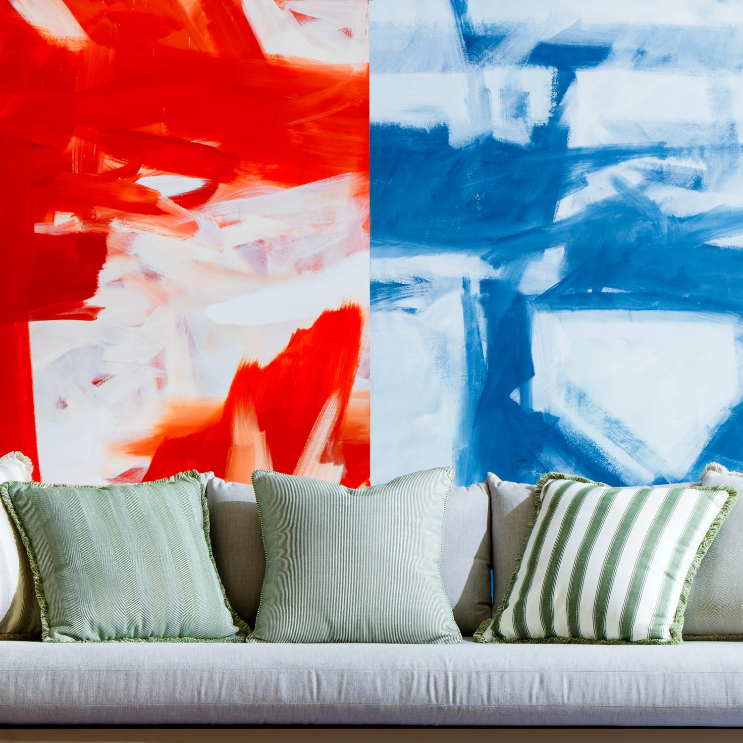 Espadrille Cypress Hollowfibre Cushion 55cm X 55cm - Andrew Martin Sophie Paterson Stripe